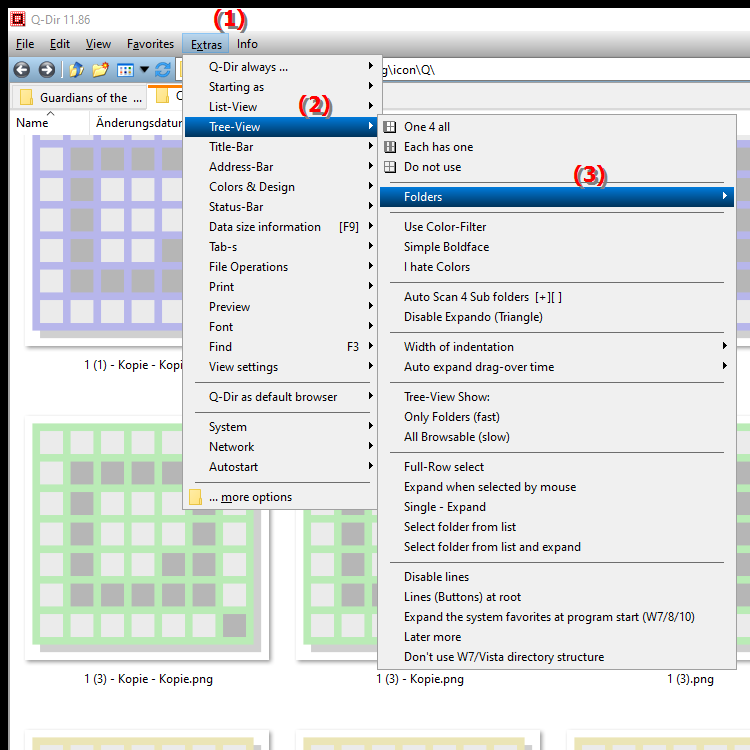 How can I customize the main folders displayed in the directory structure